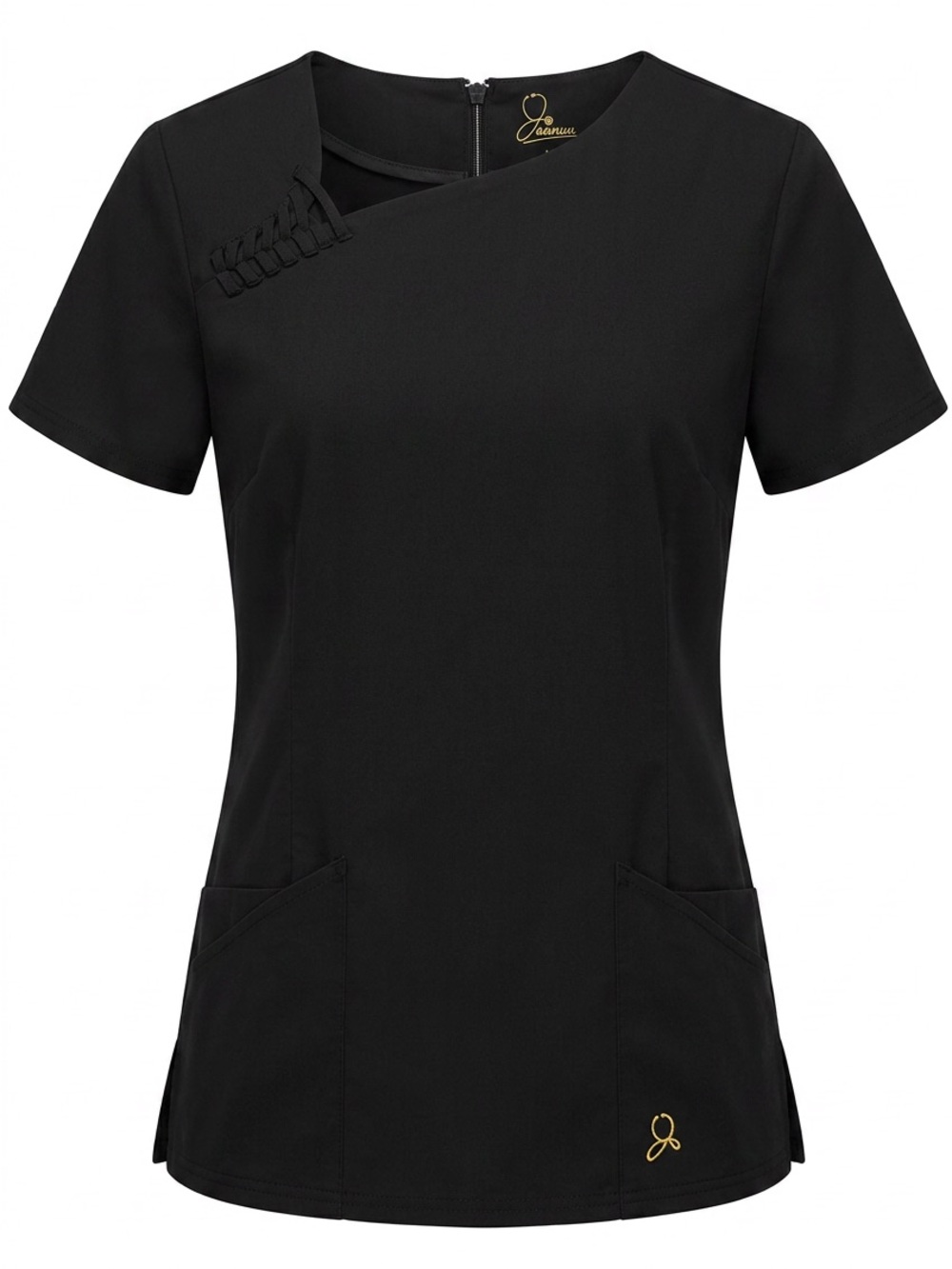 JAANNU Black Short Sleeve scrub top medium